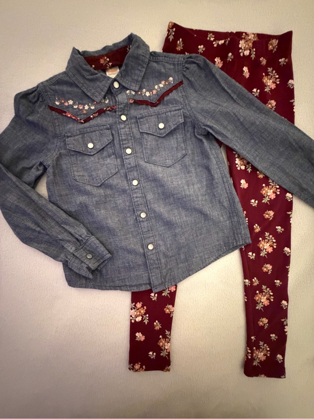 Gymboree County Fair Denim Top & Floral Leggings